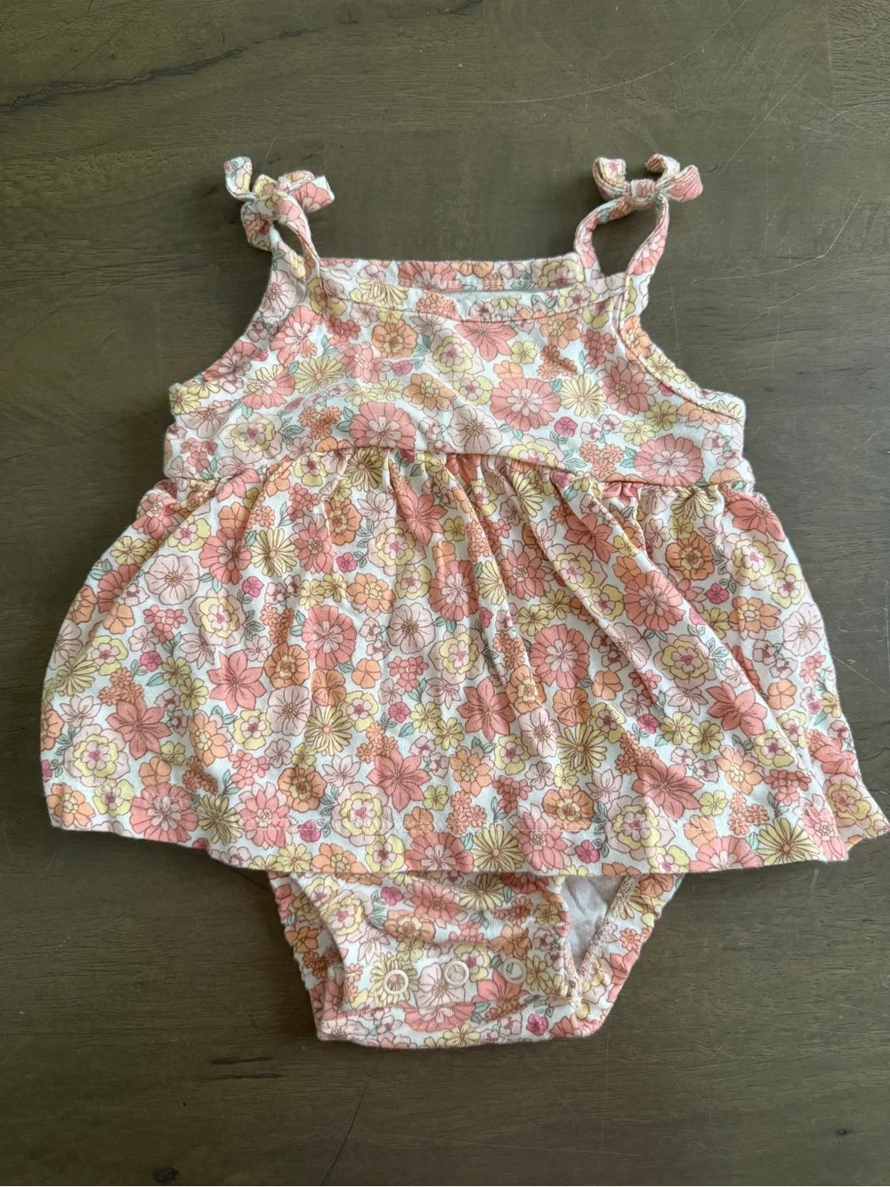 Carter's Baby Girls Boho Floral Romper One-Piece Sleeveless Snap Bow 3M